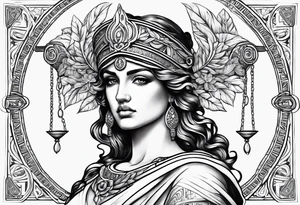 Themis greek goddess previous generations small fine line tattoo idea