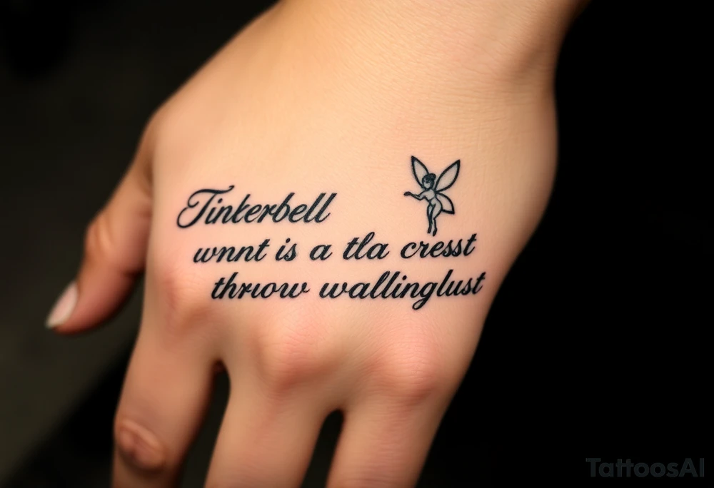 Tinkerbell sitting on a crest moon thrown pixie dust tattoo idea