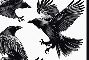 silhouette of a flying crow tattoo idea