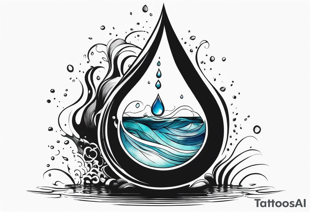 water drop falling into ocean tattoo idea