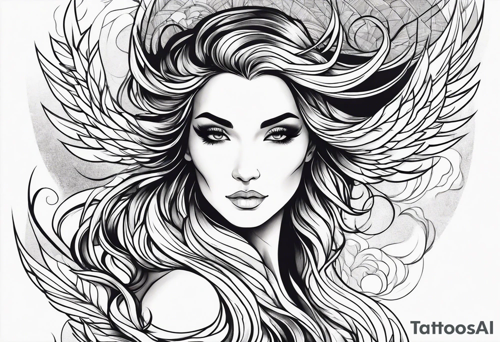 Woman rising like the phoenix tattoo idea