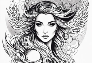 Woman rising like the phoenix tattoo idea