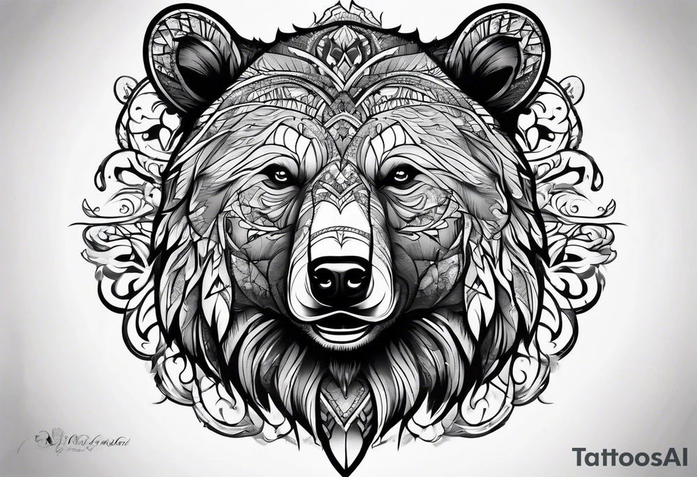 Bear face tattoo idea