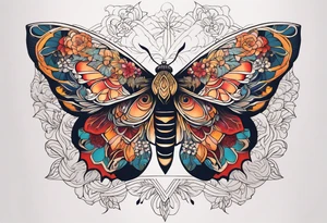 Delicate large moth tattoo idea