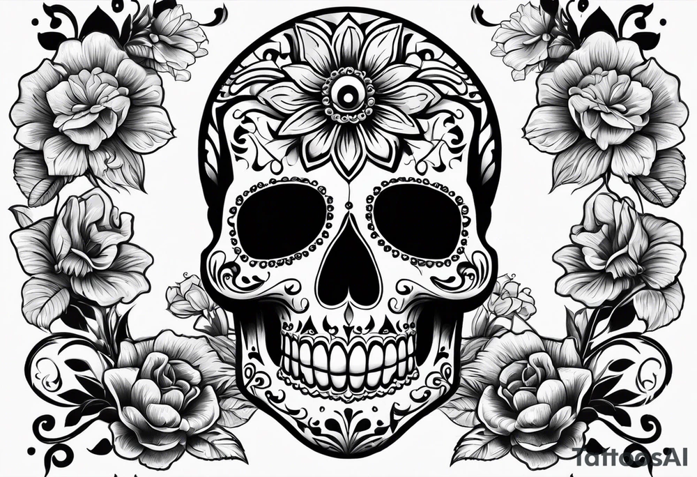 Day of dead skull with white background tattoo idea Day of dead skull with white background tattoo idea