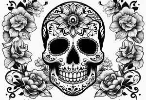 Day of dead skull with white background tattoo idea