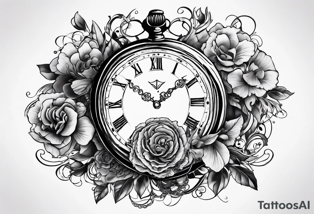Old school pocket watch exploded showing inner mechanism tattoo idea