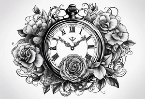 Old school pocket watch exploded showing inner mechanism tattoo idea