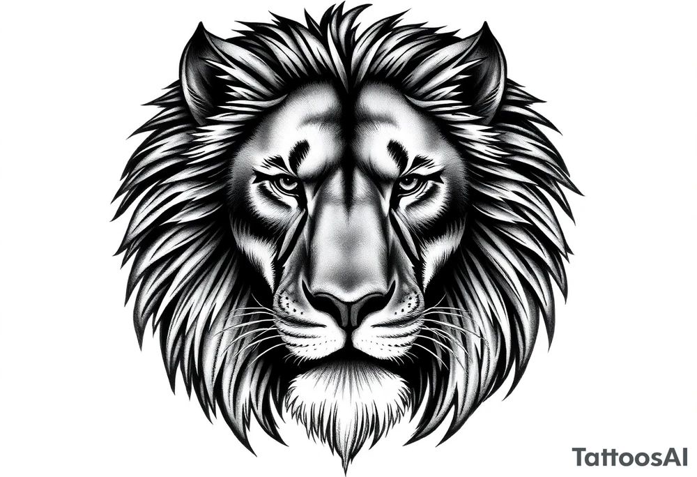 powerful majestic lion, close-up tattoo idea