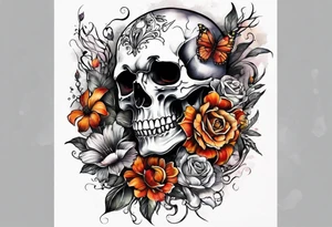 Skeletons and Flowers tattoo idea