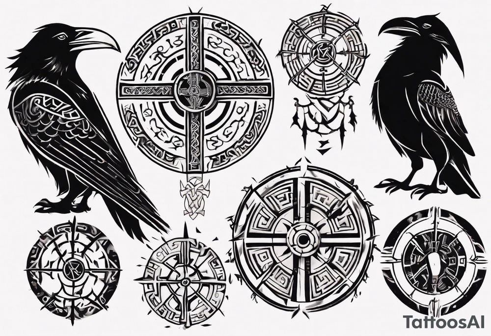 Viking Vegvísir with a raven tattoo idea