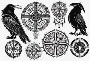 Viking Vegvísir with a raven tattoo idea