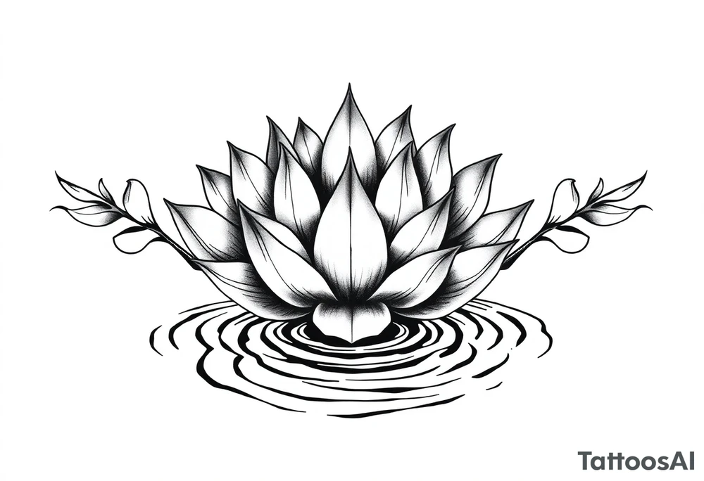 serene lotus flower emerging from sacred waters with ripples tattoo idea