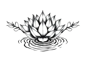 serene lotus flower emerging from sacred waters with ripples tattoo idea
