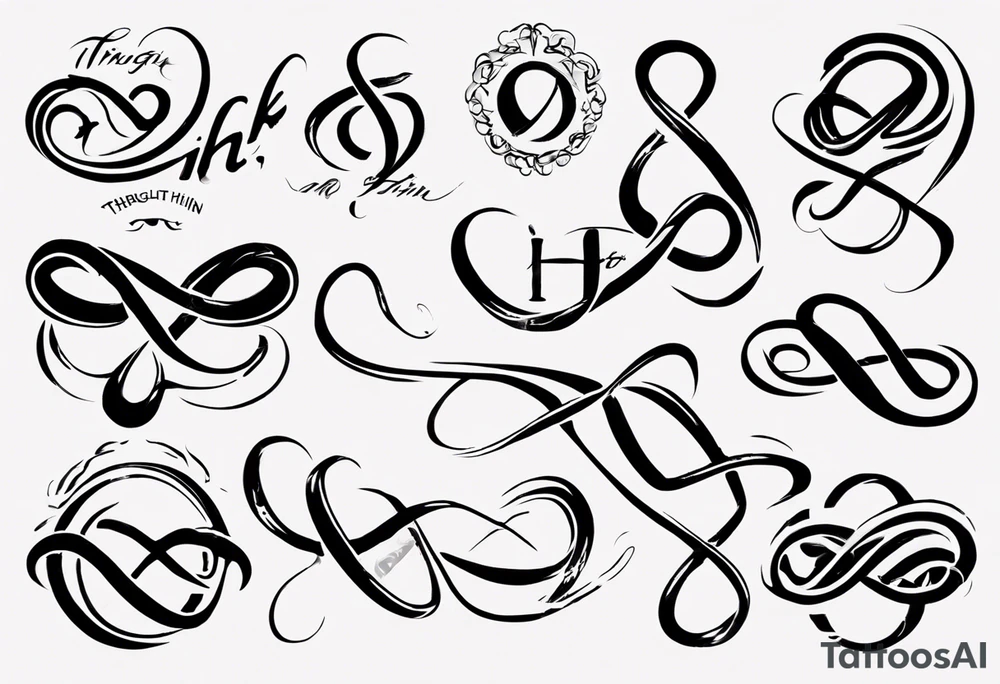 text "Through thick & thin". written in the shape of an infinity sign tattoo idea text "Through thick & thin". written in the shape of an infinity sign tattoo idea
