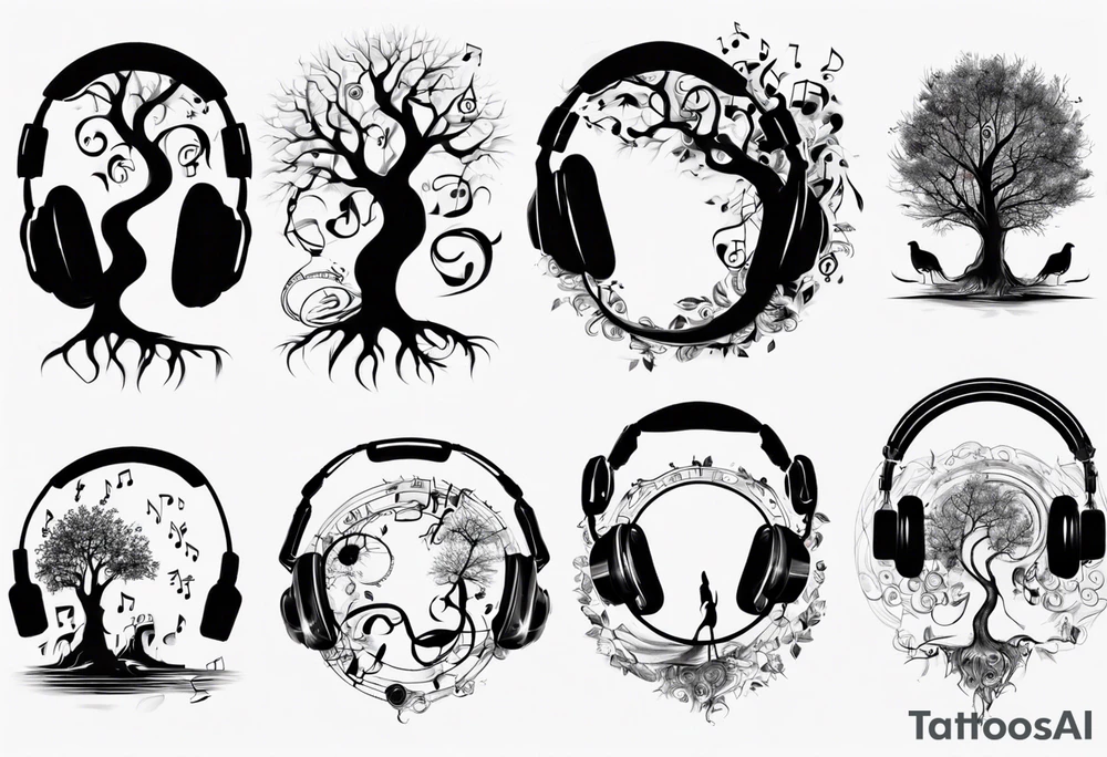 music speaker note tree headphones tattoo idea