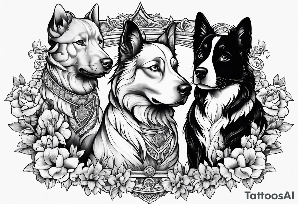 Muay Thai and a border collie and a Siamese cat tattoo idea