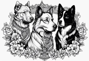 Muay Thai and a  border collie and a Siamese cat tattoo idea