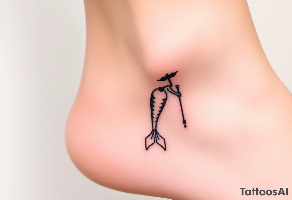 Mermaid with crutches tail tattoo idea