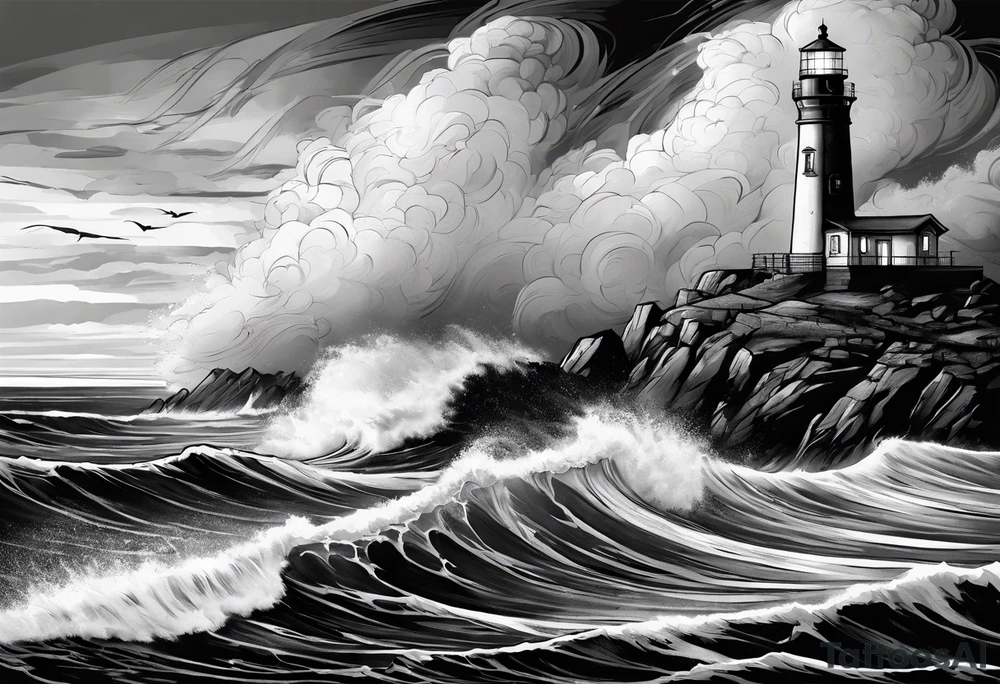 lighthouse in a storm tattoo idea