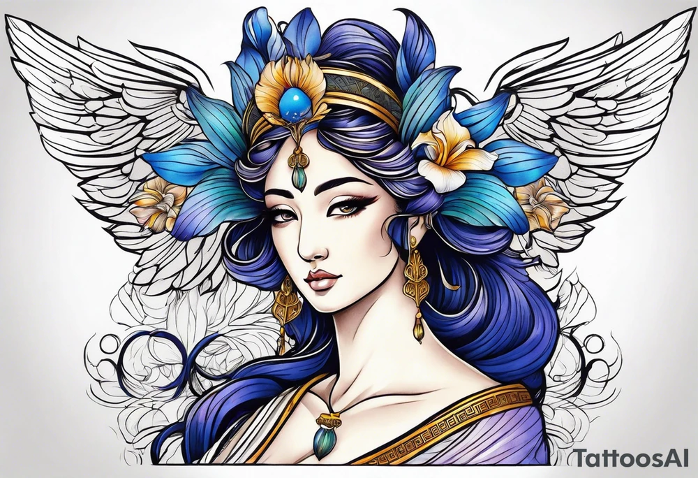 Greek goddess iris with wings tattoo idea