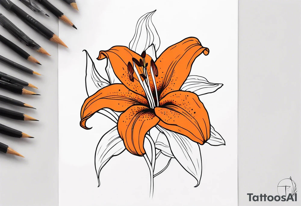 orange tiger lily tattoo idea