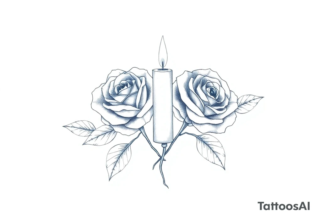 Passed love one, two roses, two candles, blue tattoo idea Passed love one, two roses, two candles, blue tattoo idea