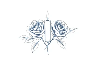 Passed love one, two roses, two candles, blue tattoo idea