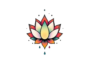small colorful celestial with lotus flower tattoo idea