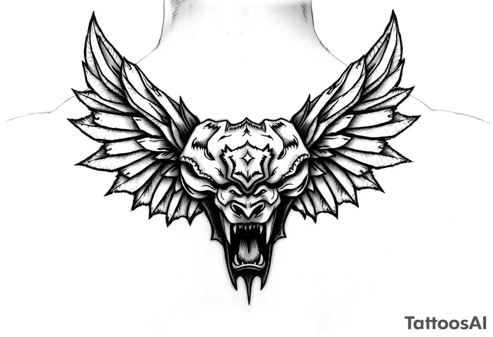 pealuu silma aukudest roomavad välja ründavad maod ja suust lendab välja äike tattoo idea