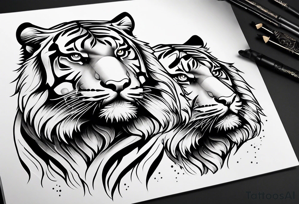tiger standing up tattoo idea