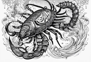 Scorpio zodiac sign with water element surrounding tattoo idea