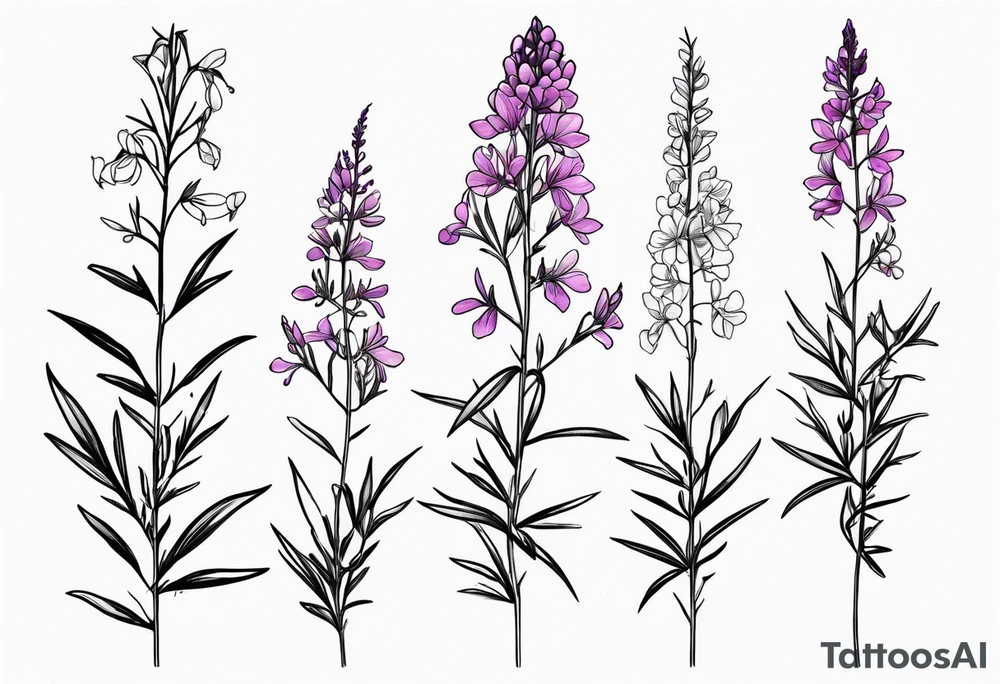 Fireweed plant thin minimalistic tattoo idea