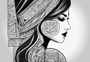 profile picture
Geometric monogram black and white tattoo using all the letters in STEVE and BREANNA in large block lettering tattoo idea