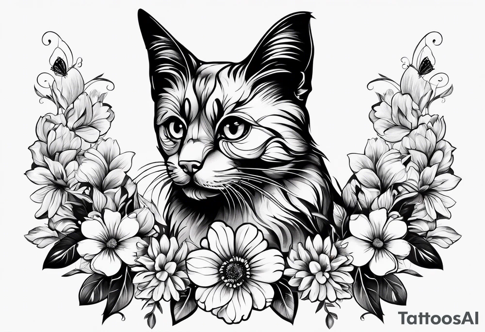 Paw prints, flowers, butterfly tattoo idea