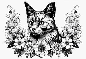 Paw prints, flowers, butterfly tattoo idea