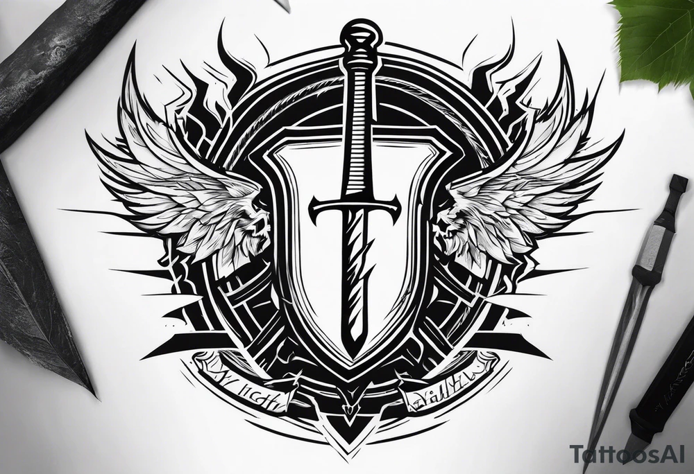 Valhalla sword shield lightning tattoo idea