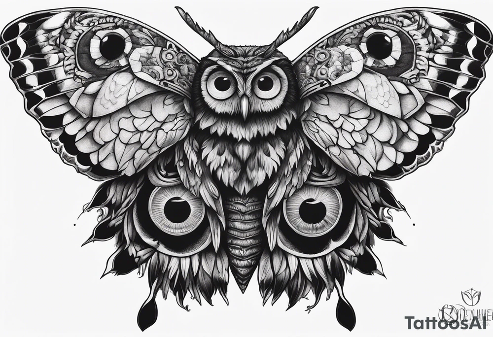 Dead head moth with owl eyes tattoo idea