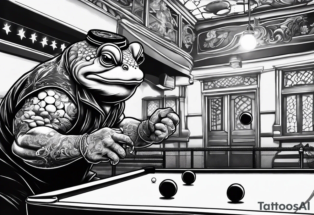 Toad man playing table tennis tattoo idea