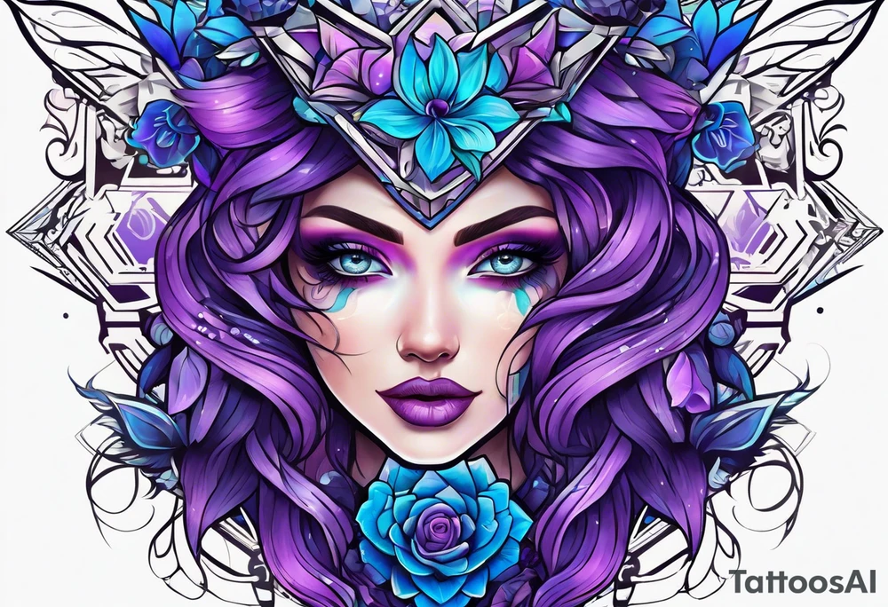 Blue and purple tattoo idea