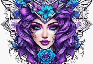 Blue and purple tattoo idea