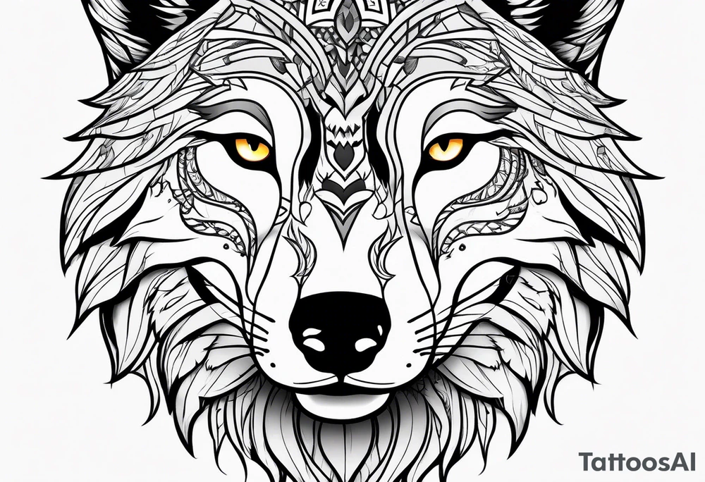 Wolf face, front on tattoo idea