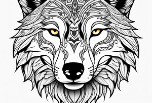 Wolf face, front on tattoo idea