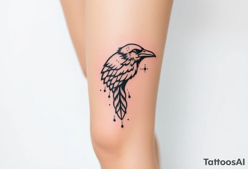 Nordic raven down leg tattoo idea