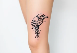 Nordic raven down leg tattoo idea