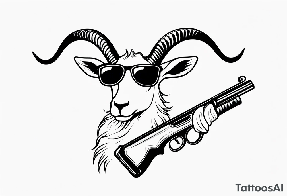 capricorn with sunglasses holding a shotgun tattoo idea