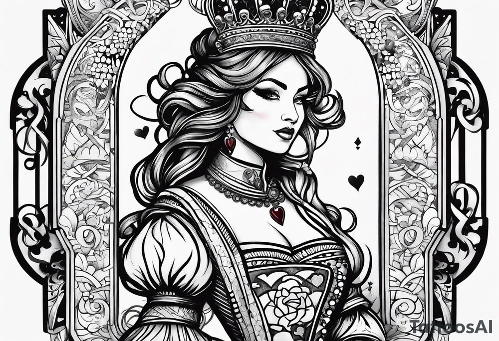 queen of hearts -on forearm - with text saying "queen starleen" tattoo idea
