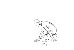 Confusion and pressure in thin lines solo traveler with no face with his body parts left on the path behind him he’s crawling tattoo idea