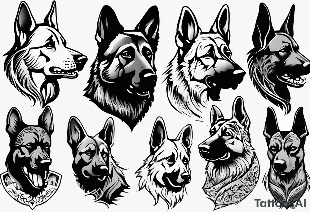 Side profile snarling German shepherd tattoo idea Side profile snarling German shepherd tattoo idea