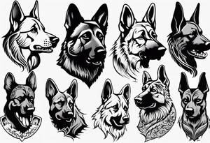 Side profile snarling German shepherd tattoo idea
